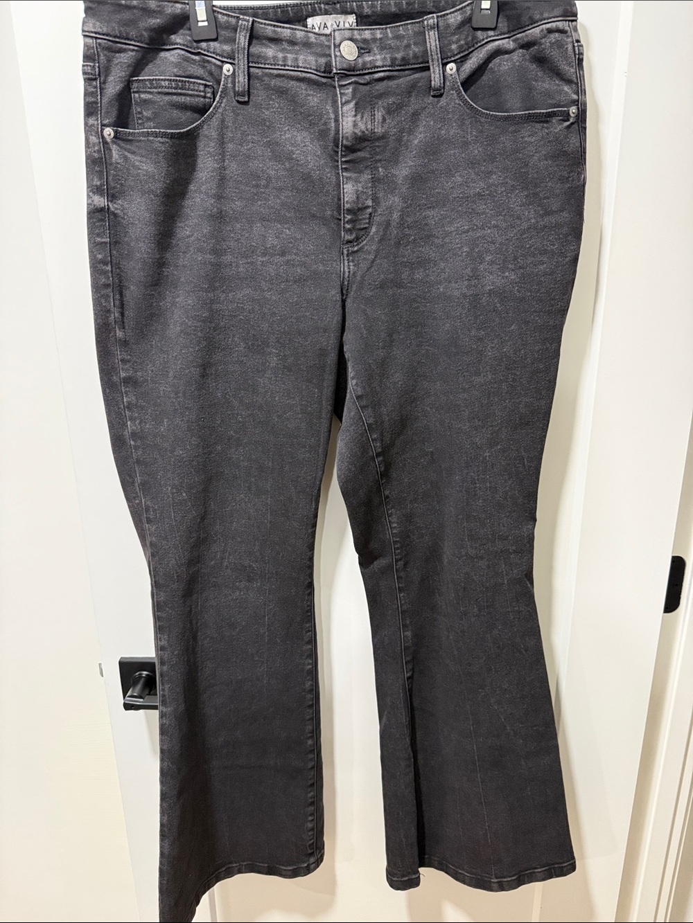 Ava & Viv Women's Black Faded High Rise Flare Jeans Size 17